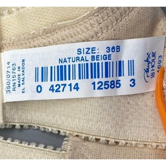 Playtex 18 Hour Bra 36B Beige No Wire Full Coverage Wide Straps Wireless 4693 - Picture 9 of 10